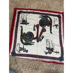 Celtic Design Square Scarf 100% Polyester Red/White inspired by book of Kells